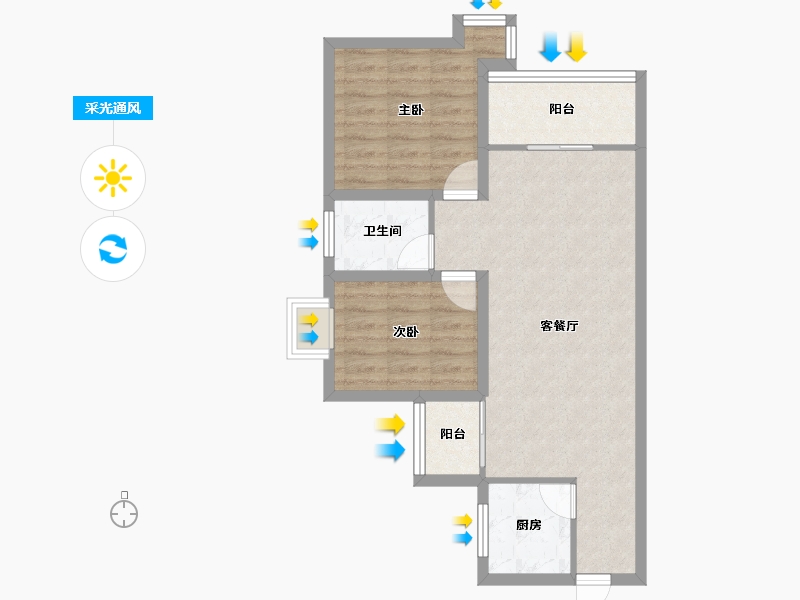 广东省-深圳市-鹏兴花园(六期)-64.00-户型库-采光通风