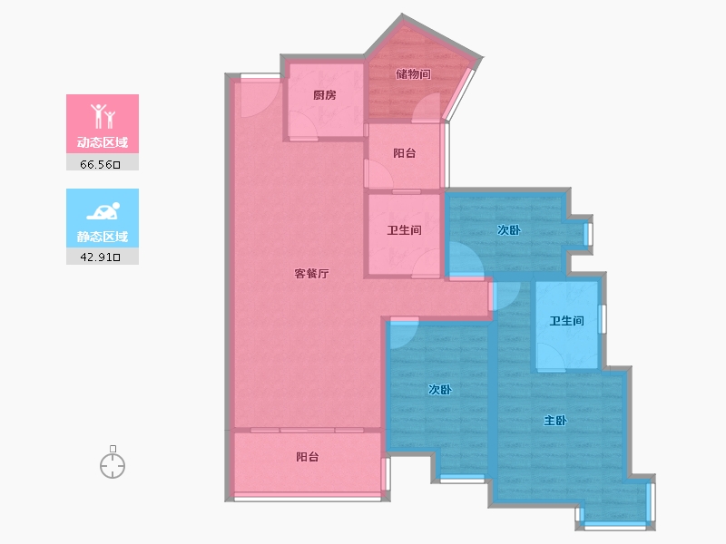 广东省-深圳市-鹏兴花园(六期)-97.63-户型库-动静分区