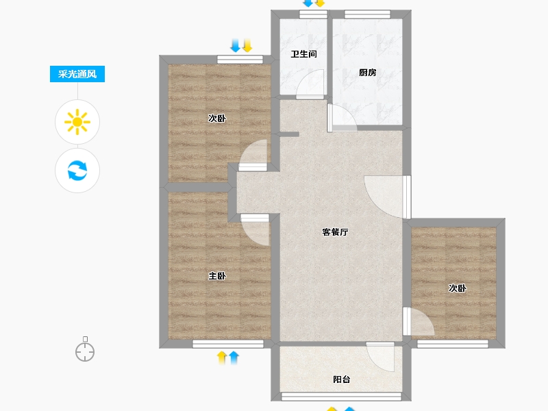 广东省-深圳市-布心花园二区-65.10-户型库-采光通风