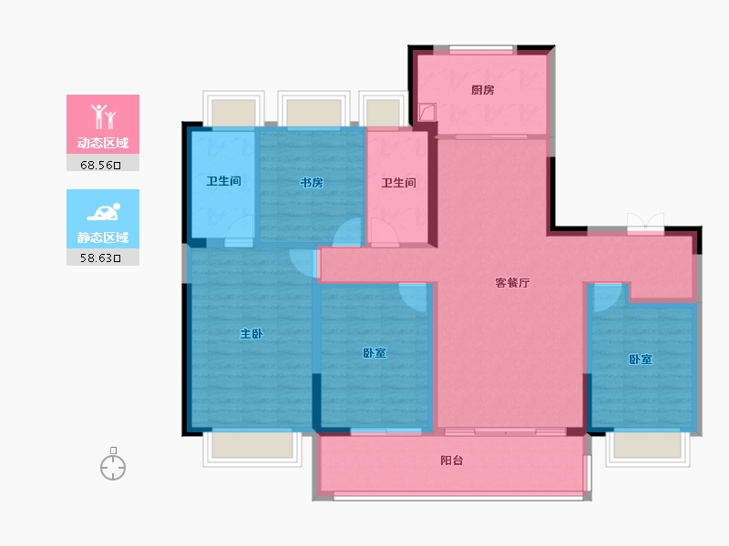 江苏省-南京市-秦淮金茂府-114.41-户型库-动静分区