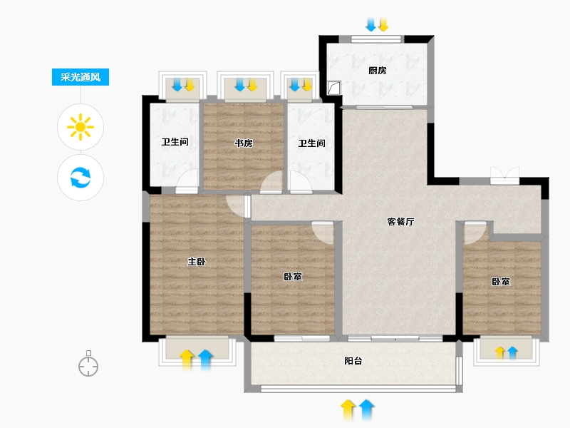 江苏省-南京市-秦淮金茂府-114.41-户型库-采光通风