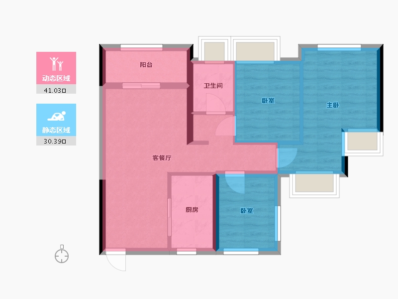 广东省-广州市-珠江西湾里-63.21-户型库-动静分区