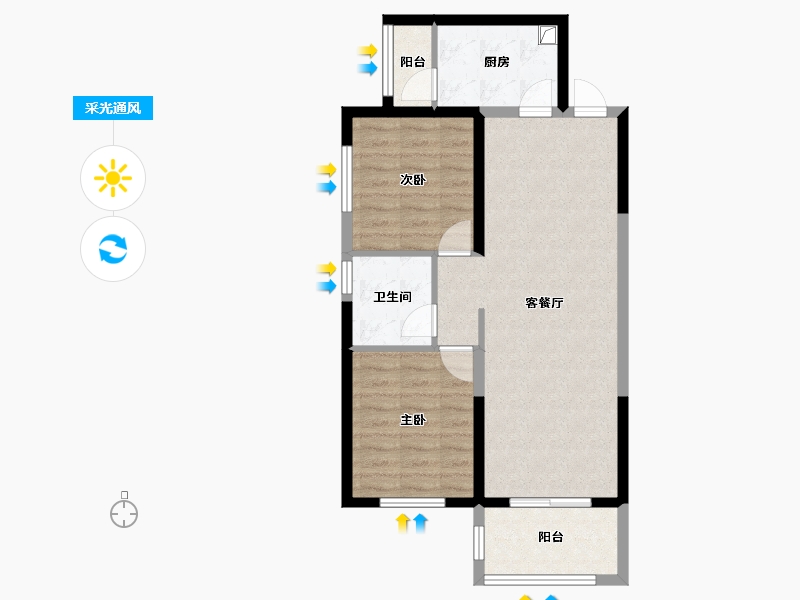 青海省-西宁市-中交·长盈华府-69.60-户型库-采光通风