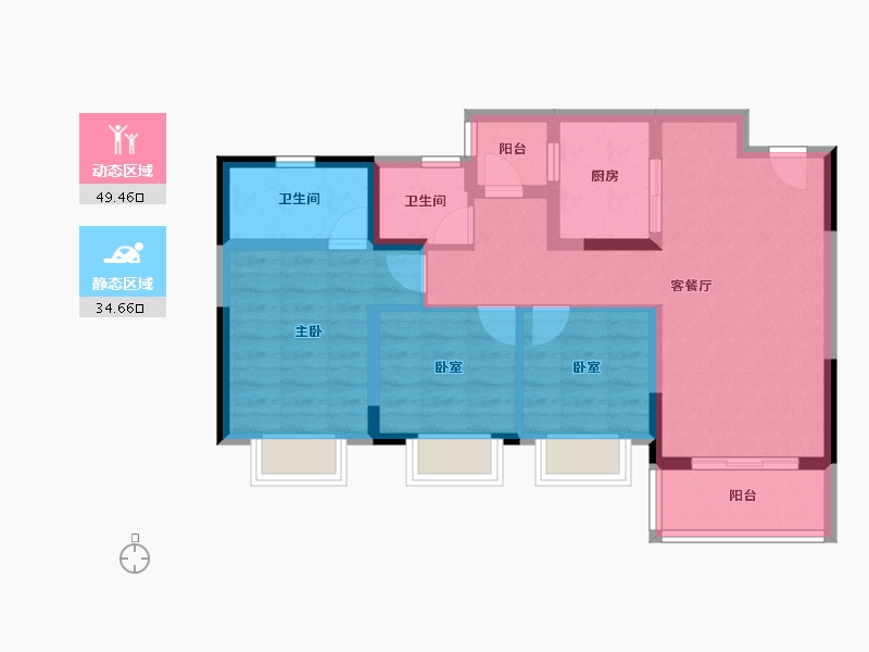 重庆-重庆市-中国铁建山语桃源-74.01-户型库-动静分区