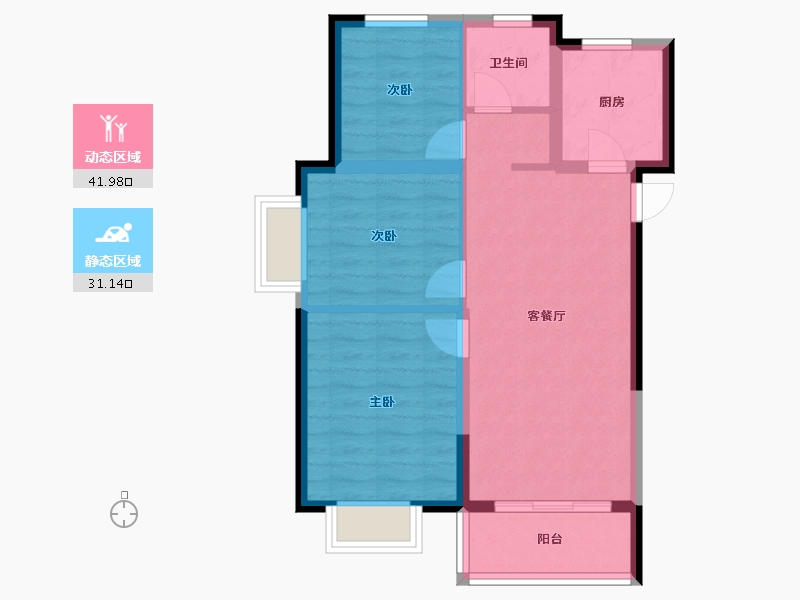 云南省-大理白族自治州-大华锦绣华城-65.40-户型库-动静分区