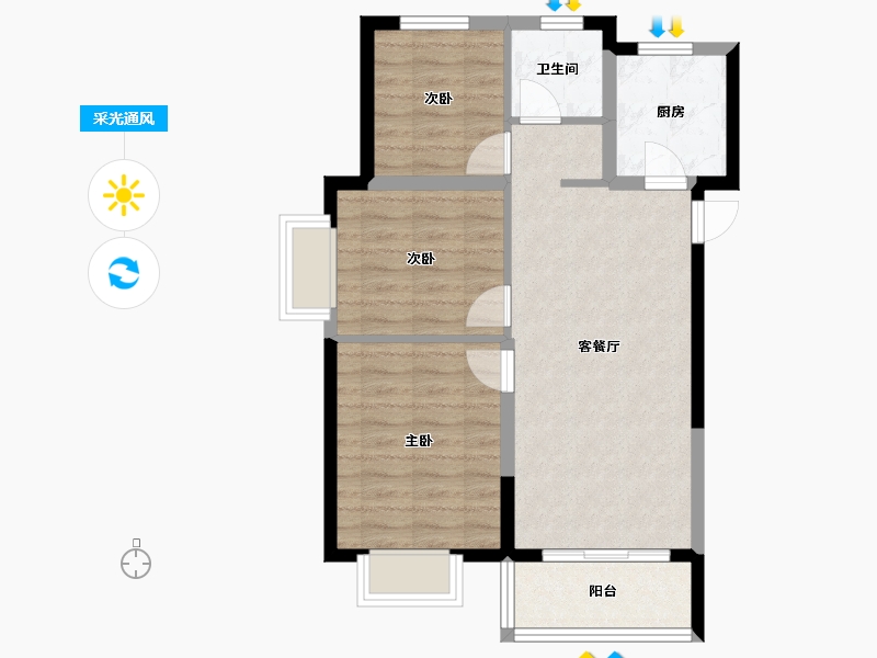 云南省-大理白族自治州-大华锦绣华城-65.40-户型库-采光通风