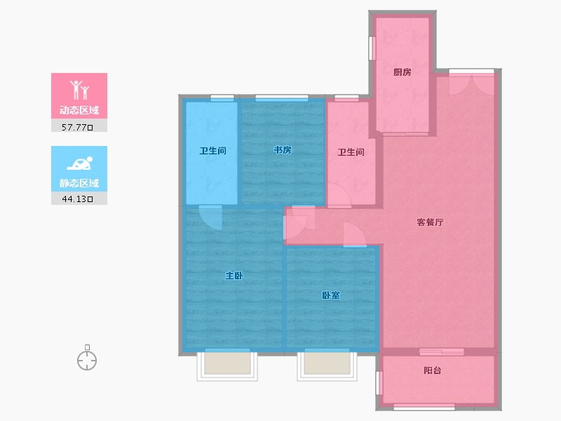 陕西省-西安市-山水华府-92.00-户型库-动静分区