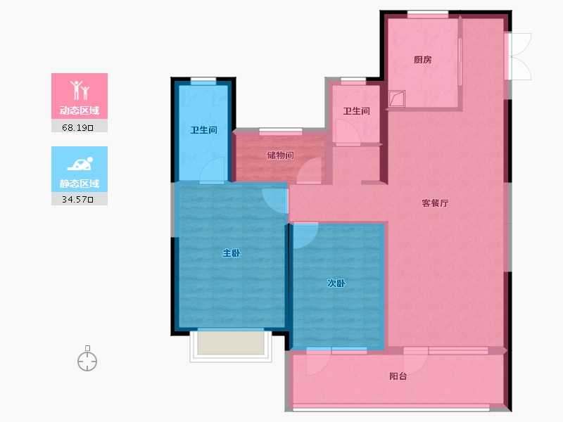 宁夏回族自治区-银川市-中国铁建润发兰庭云宸-91.41-户型库-动静分区