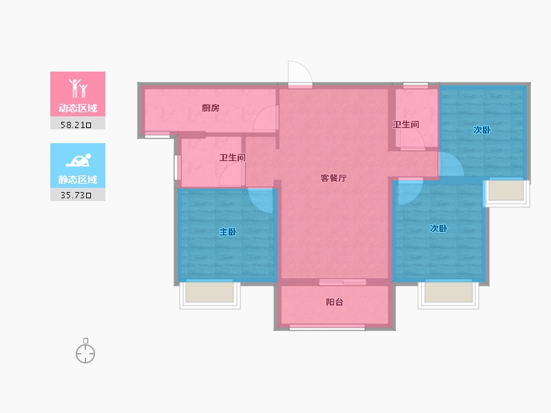 甘肃省-兰州市-中海铂悦府-84.00-户型库-动静分区