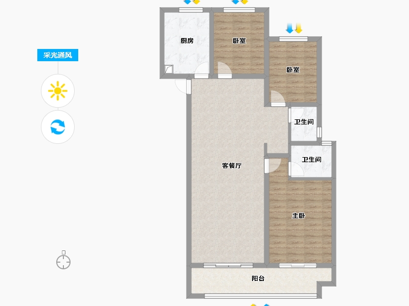 河南省-南阳市-新冉·天润一方-105.61-户型库-采光通风