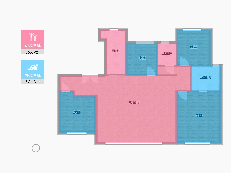 陕西省-榆林市-臻悦府-114.40-户型库-动静分区