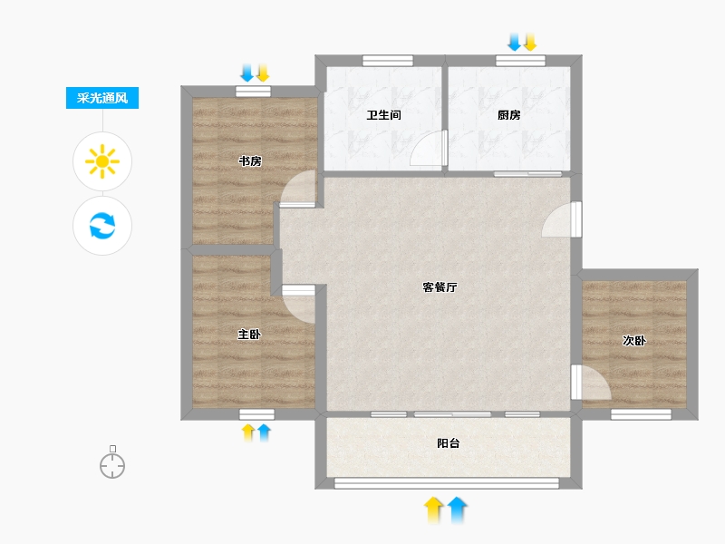 广东省-深圳市-布心花园二区-74.99-户型库-采光通风