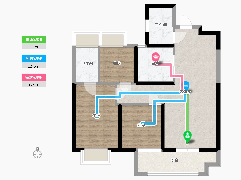 湖北省-武汉市-武汉城建悦享湖璟-70.48-户型库-动静线