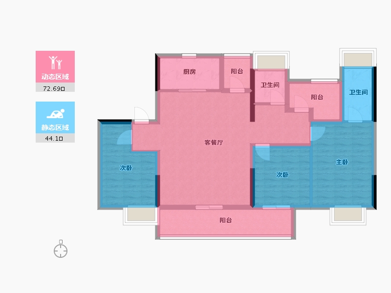 湖南省-长沙市-中国铁建・瀚澜湾-104.05-户型库-动静分区