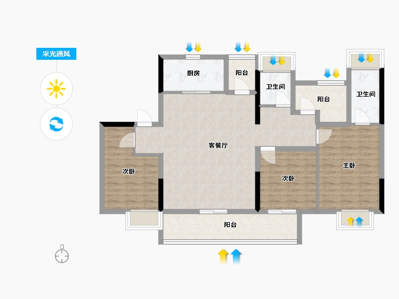 湖南省-长沙市-中国铁建・瀚澜湾-104.05-户型库-采光通风