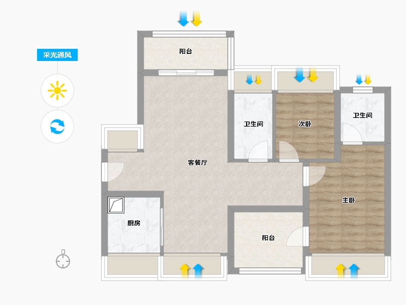 广东省-深圳市-一期御景佳园-70.26-户型库-采光通风