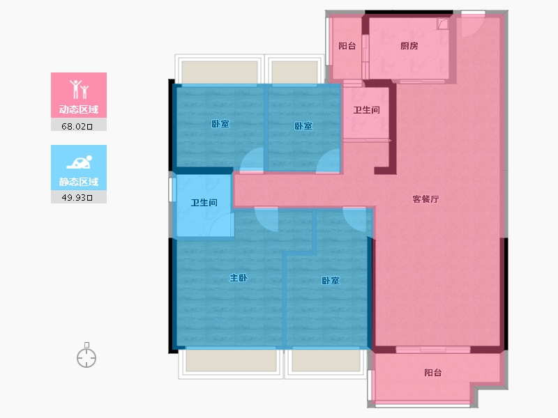 广东省-清远市-碧桂园云璟-105.99-户型库-动静分区