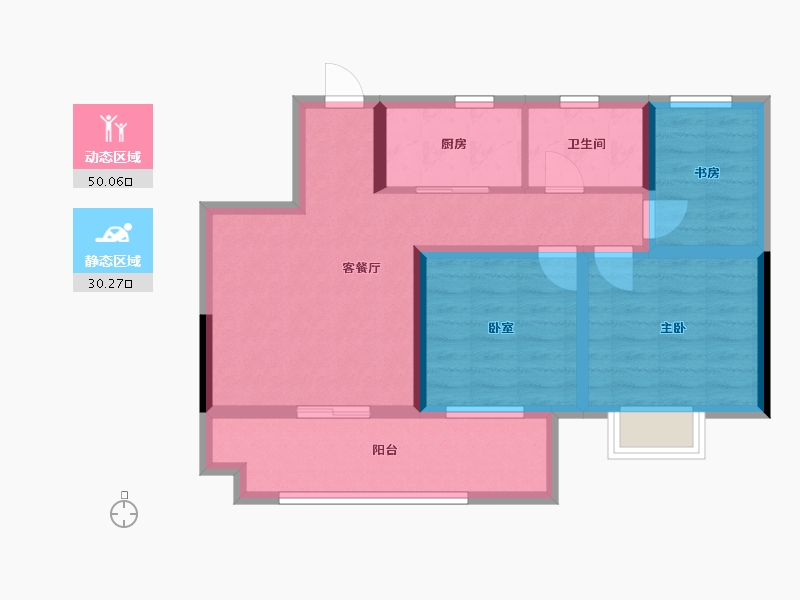 安徽省-淮北市-建投熙园-70.41-户型库-动静分区