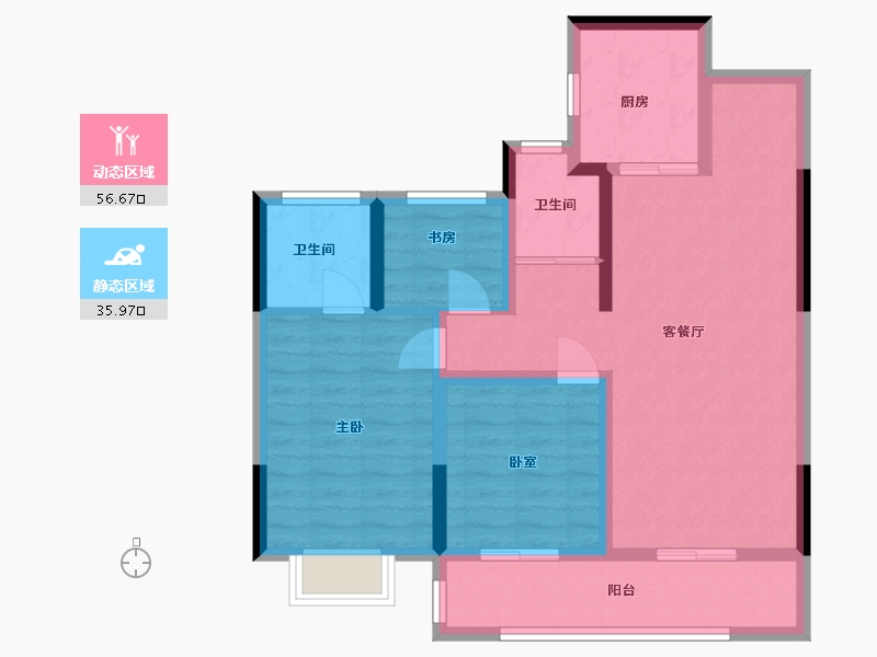 浙江省-温州市-融创凯迪博学园-81.83-户型库-动静分区