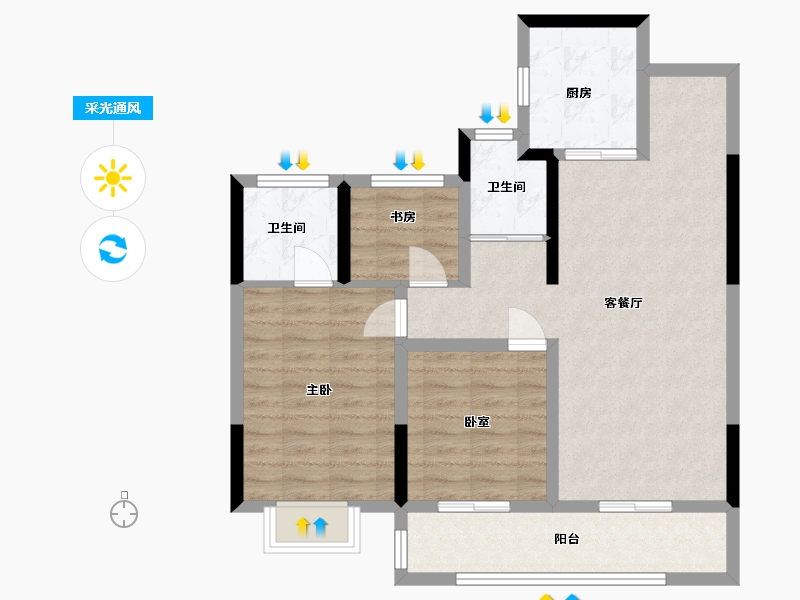 浙江省-温州市-融创凯迪博学园-81.83-户型库-采光通风