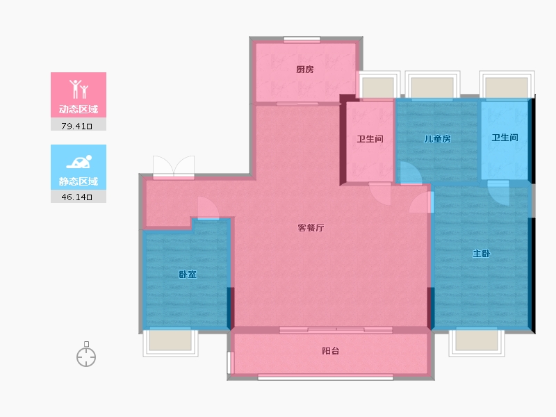 江苏省-南京市-秦淮金茂府-114.19-户型库-动静分区