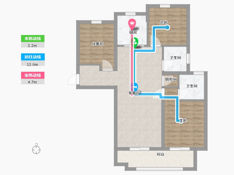 甘肃省-兰州市-万科水晶城-77.75-户型库-动静线