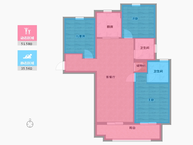 甘肃省-兰州市-万科水晶城-77.75-户型库-动静分区