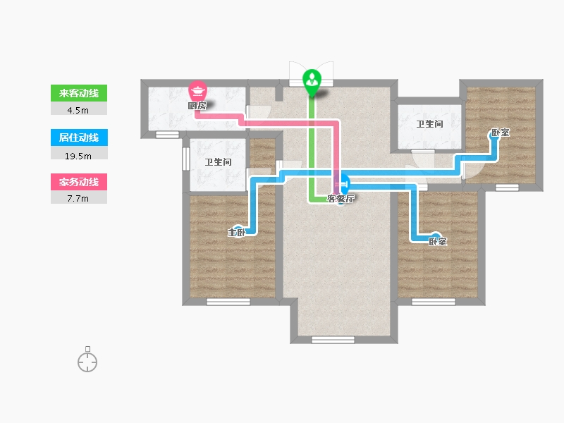 内蒙古自治区-鄂尔多斯市-万正湖景苑-78.27-户型库-动静线