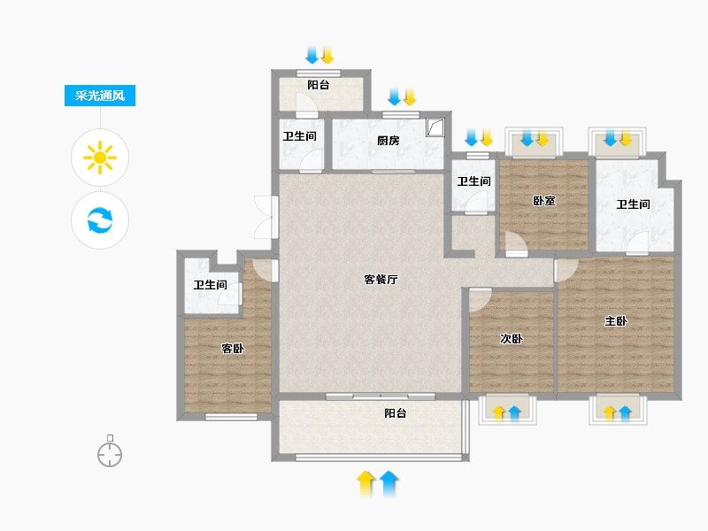 江苏省-苏州市-保利天汇-143.21-户型库-采光通风