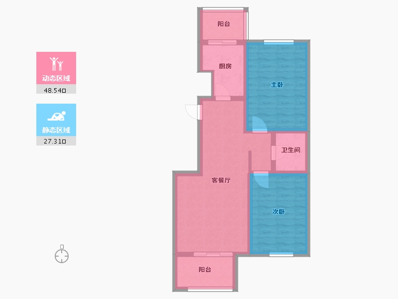 河北省-唐山市-瑞景社区-72.00-户型库-动静分区