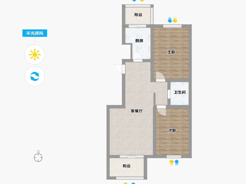 河北省-唐山市-瑞景社区-72.00-户型库-采光通风