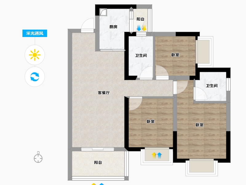 四川省-内江市-隆投壹号院-70.00-户型库-采光通风