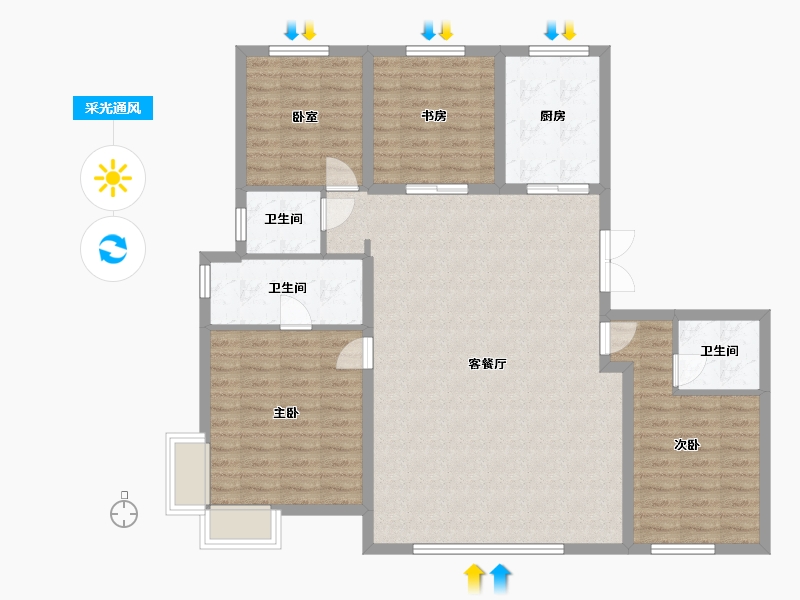 河北省-石家庄市-保利天珺-120.25-户型库-采光通风