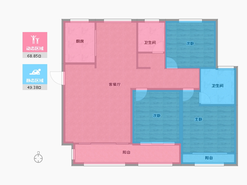 山东省-滨州市-中海·逸品苑-107.68-户型库-动静分区