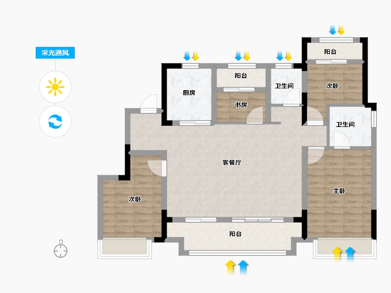 江西省-南昌市-绿都·广州路壹号-102.40-户型库-采光通风