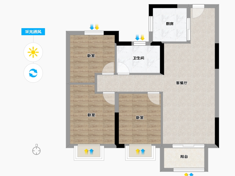 湖北省-武汉市-新城桃李郡-75.20-户型库-采光通风