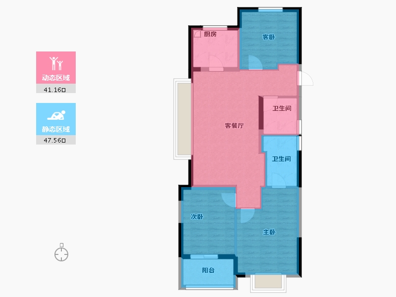 浙江省-杭州市-未来城云上凤栖(人才共有产权）-79.20-户型库-动静分区