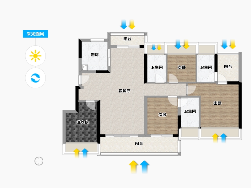 广东省-江门市-万科金域华府-101.60-户型库-采光通风