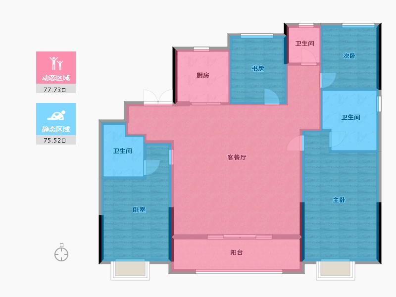 浙江省-杭州市-华润华发·翡云润府-140.20-户型库-动静分区