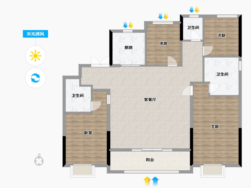 浙江省-杭州市-华润华发·翡云润府-140.20-户型库-采光通风