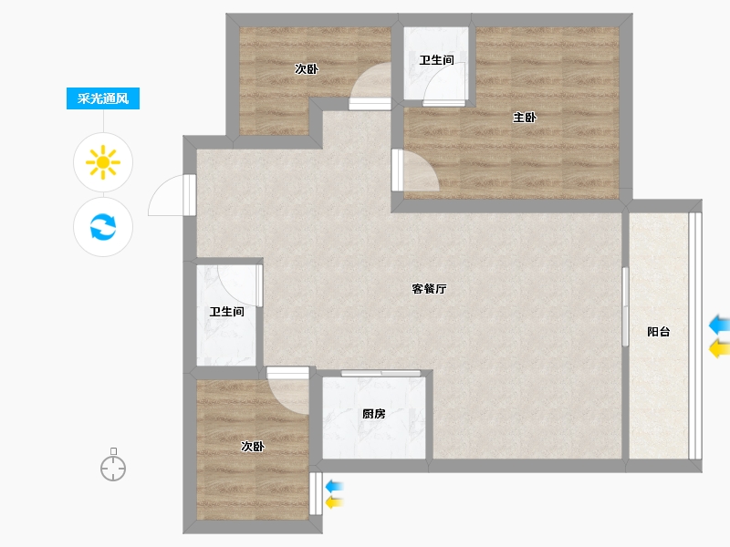 广东省-深圳市-碧桐湾-67.63-户型库-采光通风