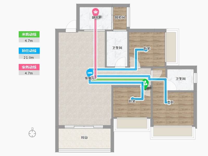 湖南省-永州市-顺祥天骄-75.66-户型库-动静线