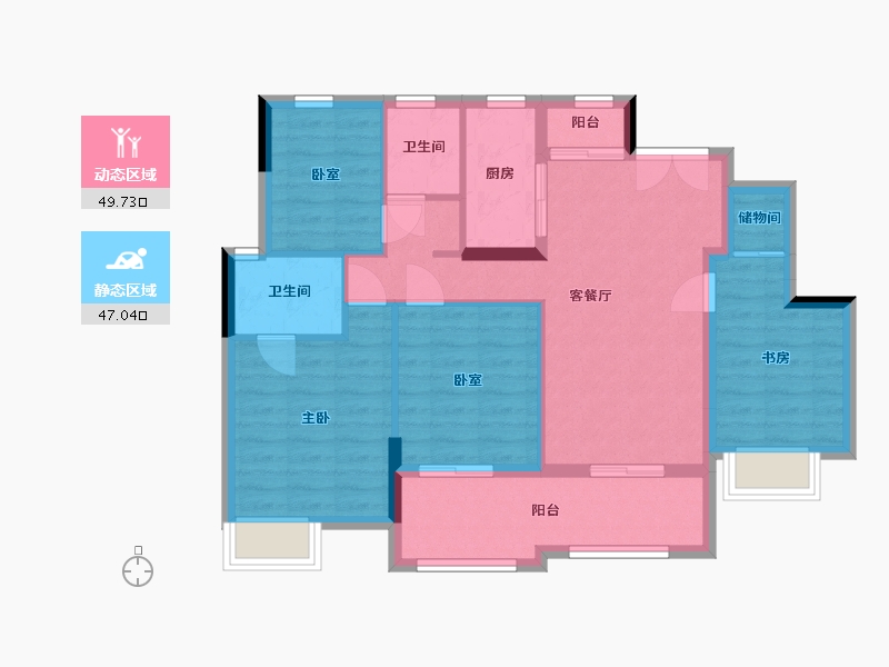 江西省-南昌市-恒茂·前湖揽境-86.48-户型库-动静分区