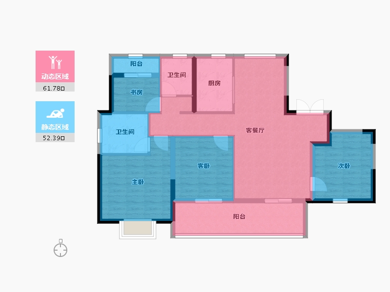 浙江省-台州市-绿城大环·凤启潮阳-102.41-户型库-动静分区