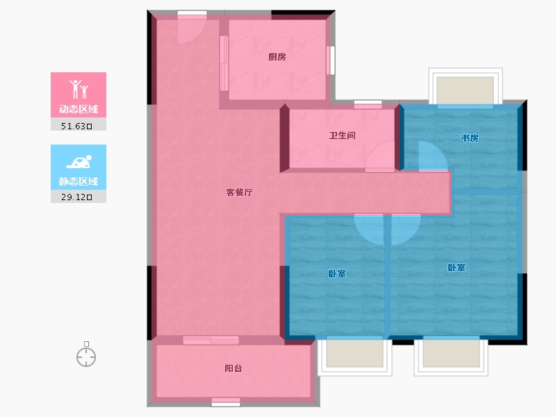 江苏省-南京市-大华锦绣前程-71.74-户型库-动静分区