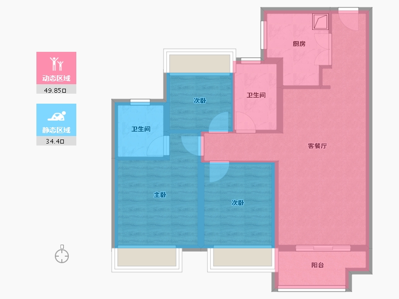 上海-上海市-云湖壹号-74.40-户型库-动静分区