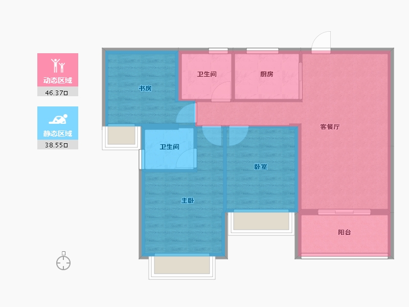 海南省-三亚市-三亚·东岸蓝湾-76.00-户型库-动静分区