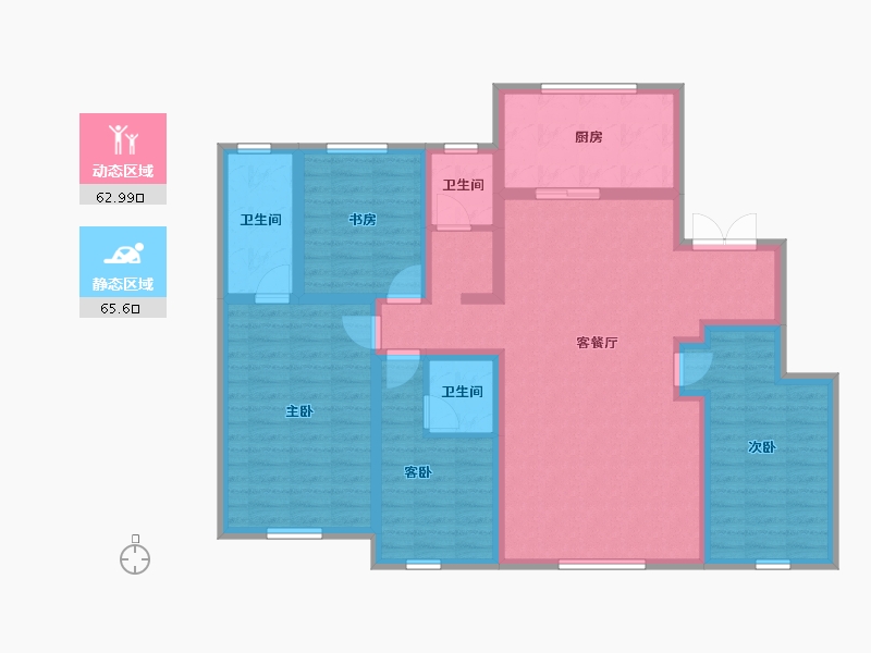 内蒙古自治区-呼和浩特市-伊泰华府瑞吉-114.20-户型库-动静分区