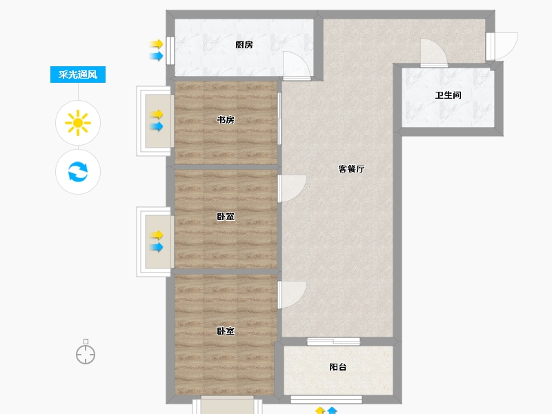 陕西省-西安市-领航悦峯-72.00-户型库-采光通风