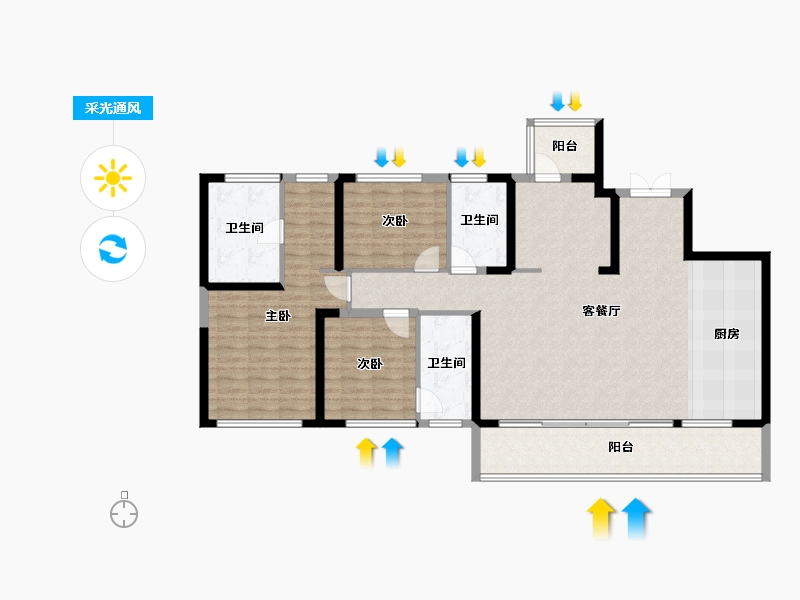 四川省-成都市-东安湖1号-133.56-户型库-采光通风